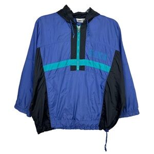 Nike | 90's Vintage Windbreaker Black Blue Green Half ZIP Medium
